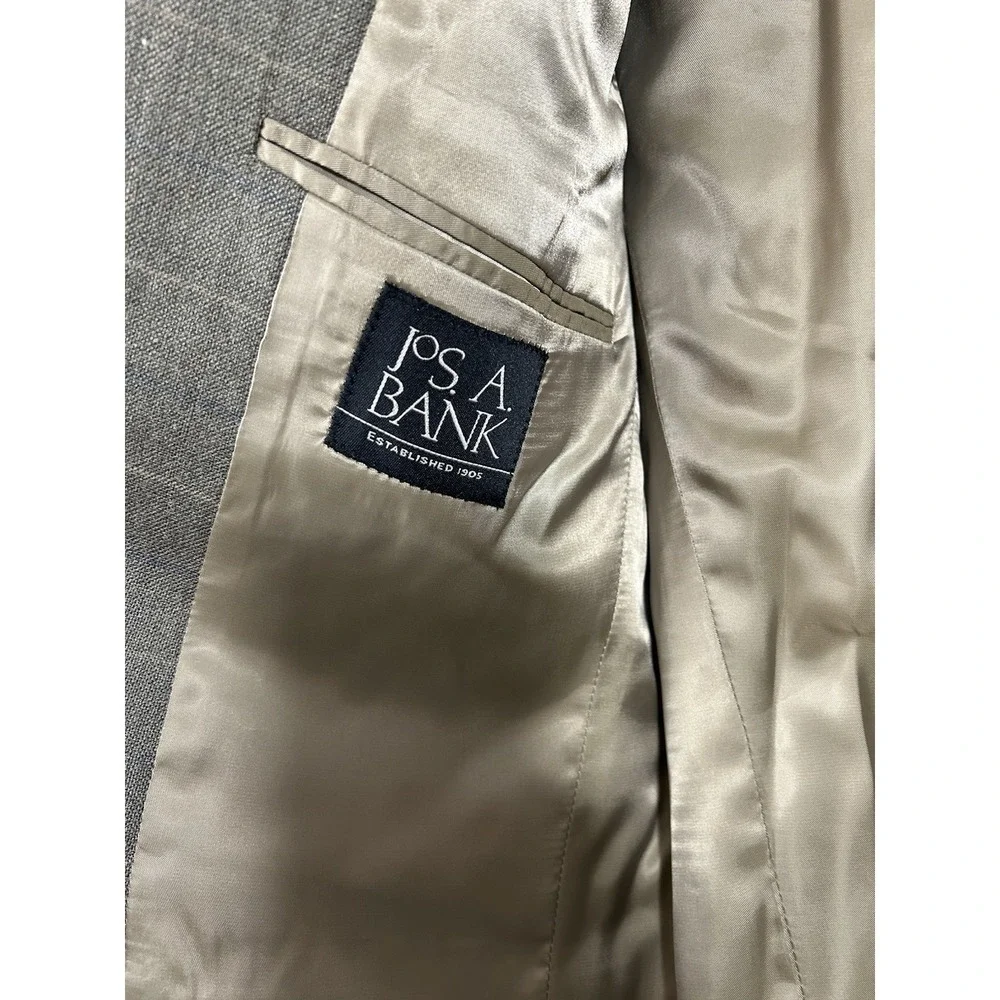Jos. A. Bank 40R Silk Wool Blazer Windowpane Sport‎ Coat Dark Academia Tan Green